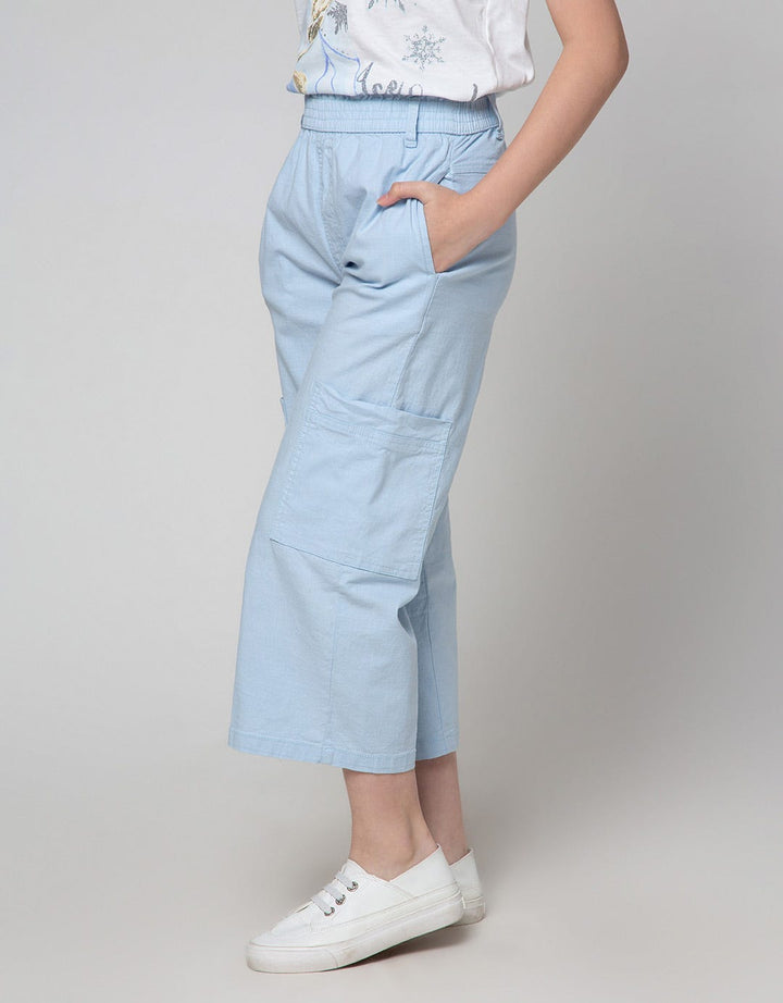 Aero Long Pants Solid Culottes with Elastic Waist