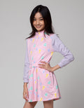 Aero Long Sleeve Midi Dress Fullprint With Zipper Bear