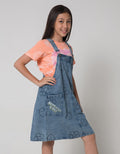 Aero Overall Denim Print Smile Flower