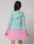 Aero Long Sleeve Midi Dress Hoodie Print Smile Flower