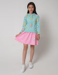 Aero Long Sleeve Midi Dress Hoodie Print Smile Flower