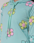 Aero Long Sleeve Midi Dress Hoodie Print Smile Flower
