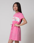 Aero Short Sleeve Midi Dress Pinggang Karet Unicorn League