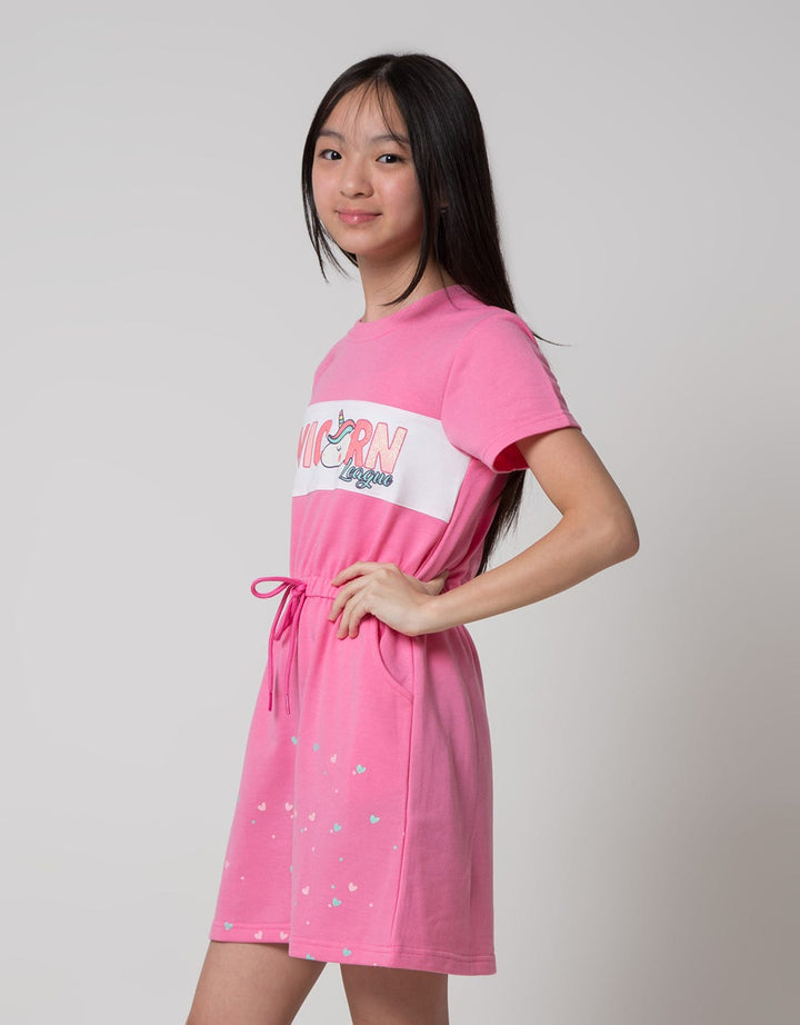 Aero Short Sleeve Midi Dress Pinggang Karet Unicorn League