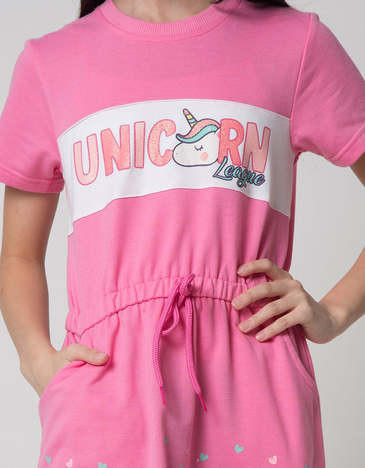 Aero Short Sleeve Midi Dress Pinggang Karet Unicorn League