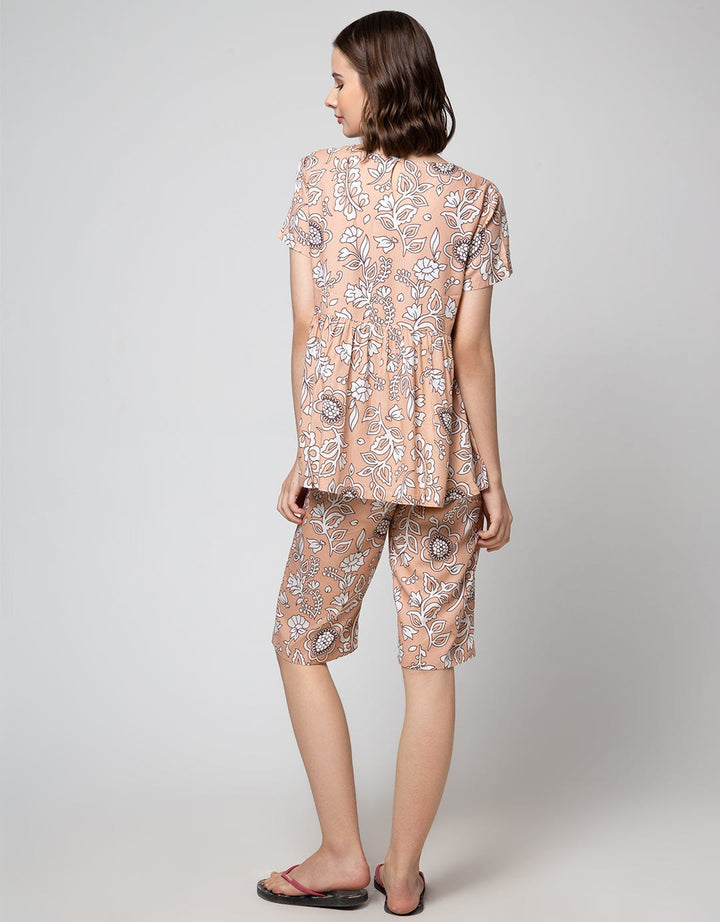 St. Yves Short Sleeve Pyjama Capri Bunga Klasik