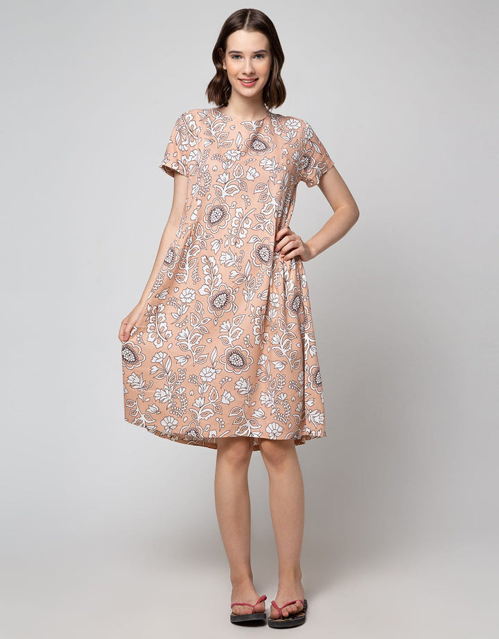 St. Yves Short Sleeve Midi Dress Bunga Klasik
