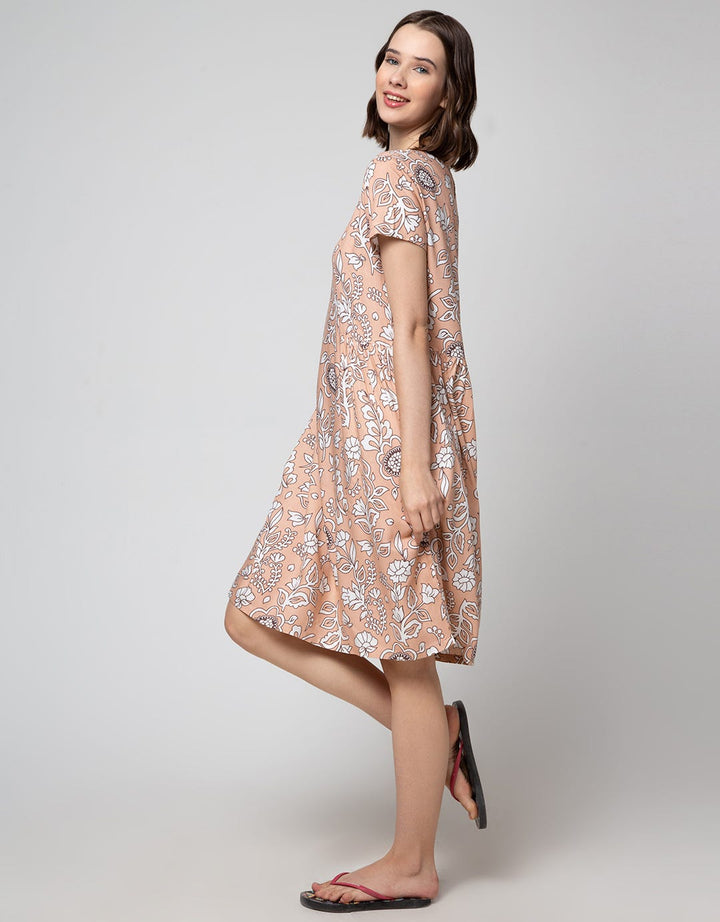 St. Yves Short Sleeve Midi Dress Bunga Klasik