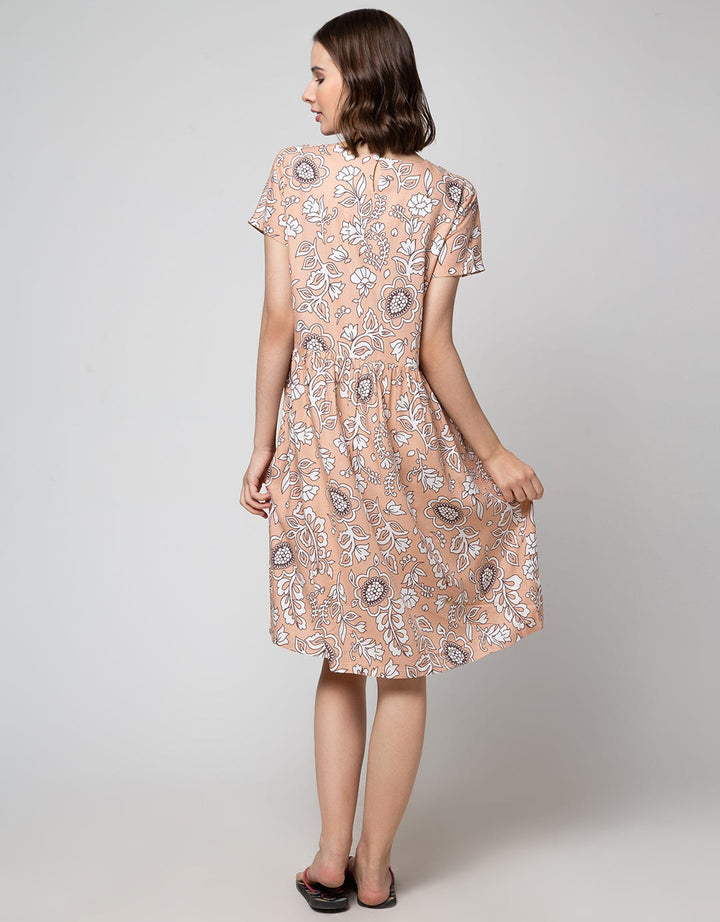 St. Yves Short Sleeve Midi Dress Bunga Klasik