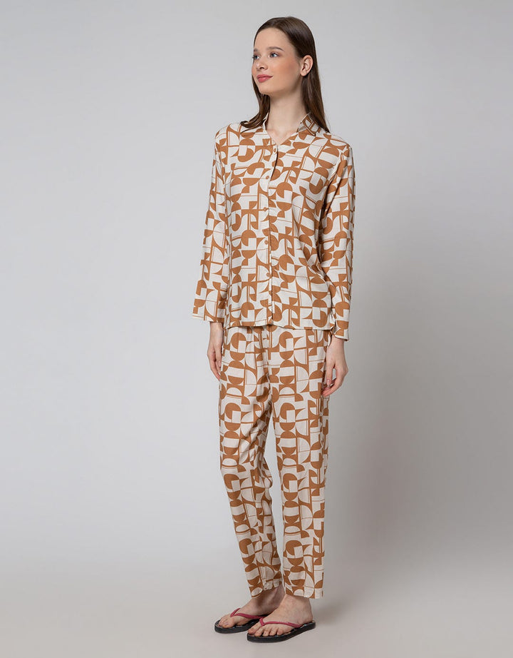 St. Yves Long Sleeve Pyjama Pants Geo Blocks Pl-Blok