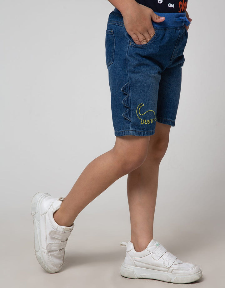 Little M Rib Bordir Denim Pendek Anak Laki-Laki