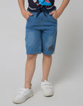 Little M Short Denim Rib Bordir Twilltape Samping