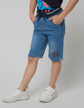 Little M Short Denim Rib Bordir Twilltape Samping