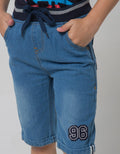 Little M Short Denim Rib Bordir Twilltape Samping