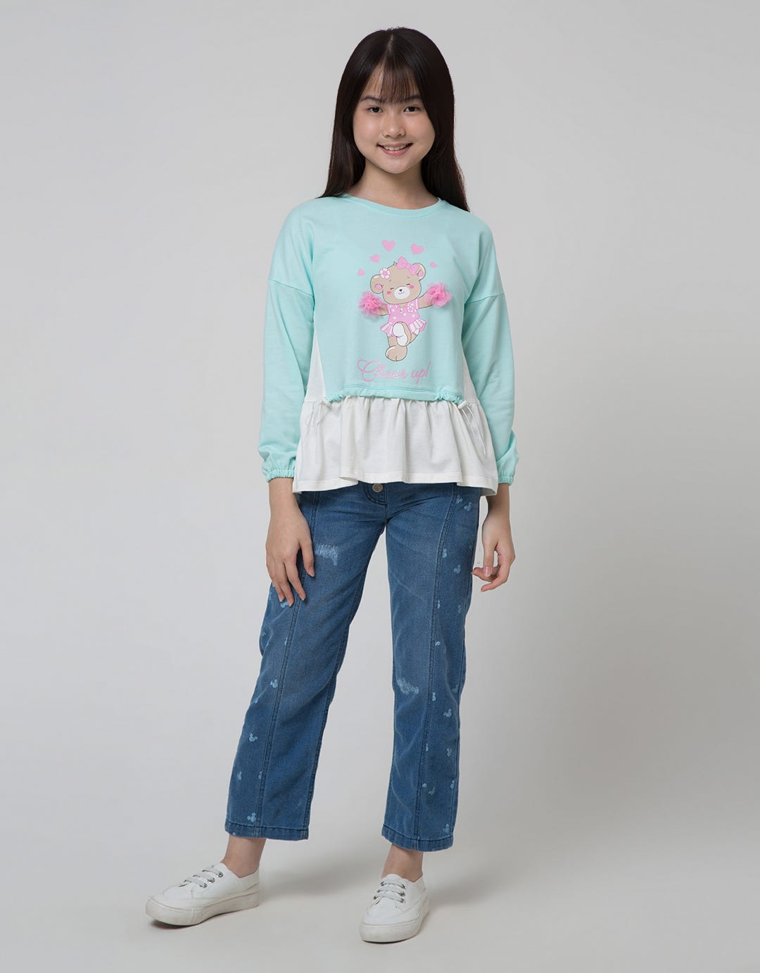 Aero Long Sleeve T-Shirt Bear Pom Serut Bawah