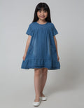 Little M Short Sleeve Midi Dress Heart Pocket Ruffle