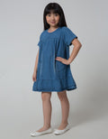 Little M Short Sleeve Midi Dress Heart Pocket Ruffle