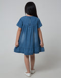 Little M Short Sleeve Midi Dress Heart Pocket Ruffle