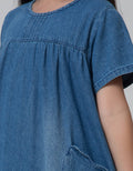 Little M Short Sleeve Midi Dress Heart Pocket Ruffle