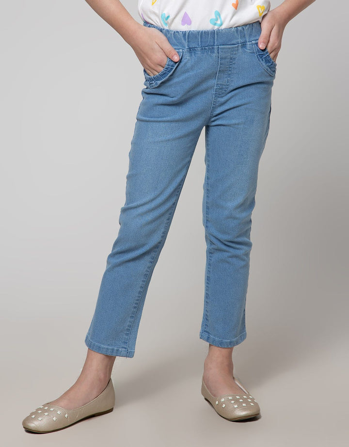 Little M Denim Short Pants Big Pocket Paperbag Waist