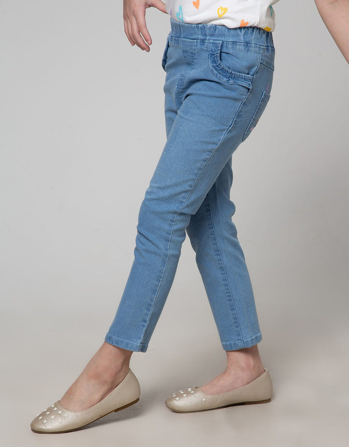 Little M Denim Short Pants Big Pocket Paperbag Waist