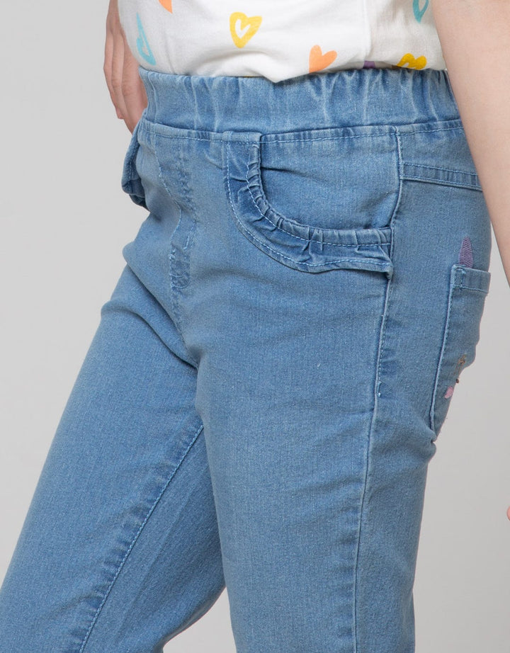 Little M Denim Short Pants Big Pocket Paperbag Waist