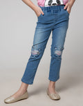Little M Long Pants Paperbag Patch Print Bunga