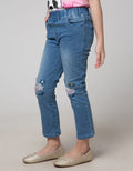 Little M Long Pants Paperbag Patch Print Bunga