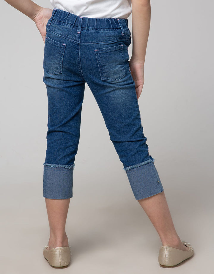 Little M Denim Long Pants Jegging Bordir Lutut Unicorn