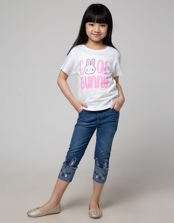 Little M Denim Long Pants Jegging Bordir Lutut Unicorn