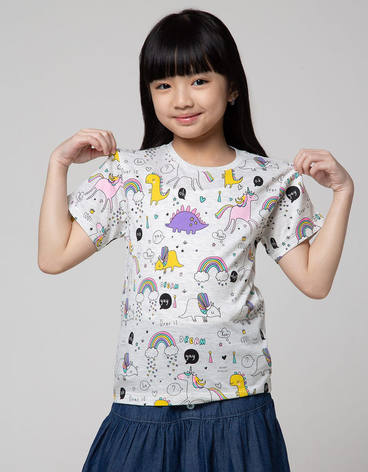Little M Dino Four Kaos Anak Perempuan
