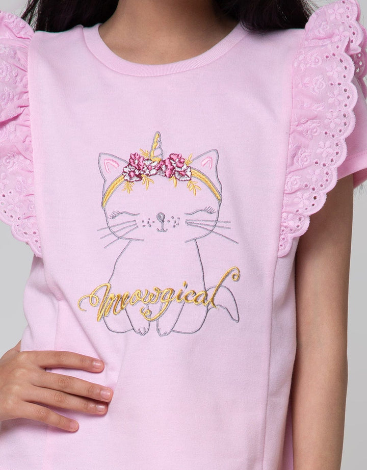 Aero Short Sleeve T-Shirt Ruffle Print Meowgical