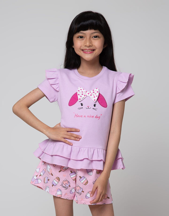 Aero Short Sleeve T-Shirt Ruffle Print Bunny
