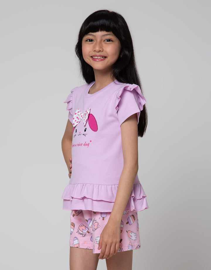 Aero Short Sleeve T-Shirt Ruffle Print Bunny