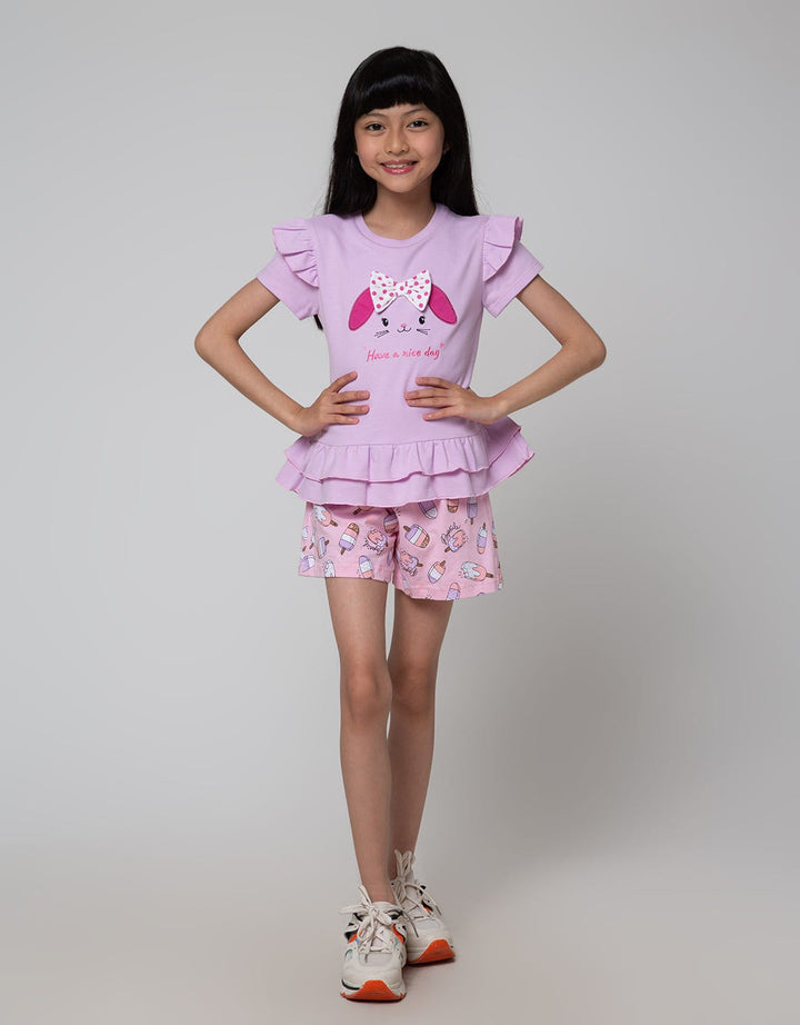 Aero Short Sleeve T-Shirt Ruffle Print Bunny