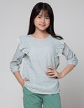 Aero Long Sleeve Shirt Kerut Pundak With Lace