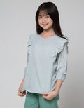 Aero Long Sleeve Shirt Kerut Pundak With Lace