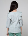 Aero Long Sleeve Shirt Kerut Pundak With Lace
