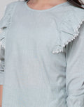 Aero Long Sleeve Shirt Kerut Pundak With Lace