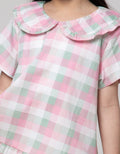 Little M Long Sleeve Blouse Kerah Kotak Sweet Cat