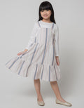 Little M Long Sleeve Midi Dress Overall Woven Garis 2