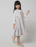 Little M Long Sleeve Midi Dress Overall Woven Garis 2
