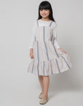 Little M Long Sleeve Midi Dress Overall Woven Garis 2