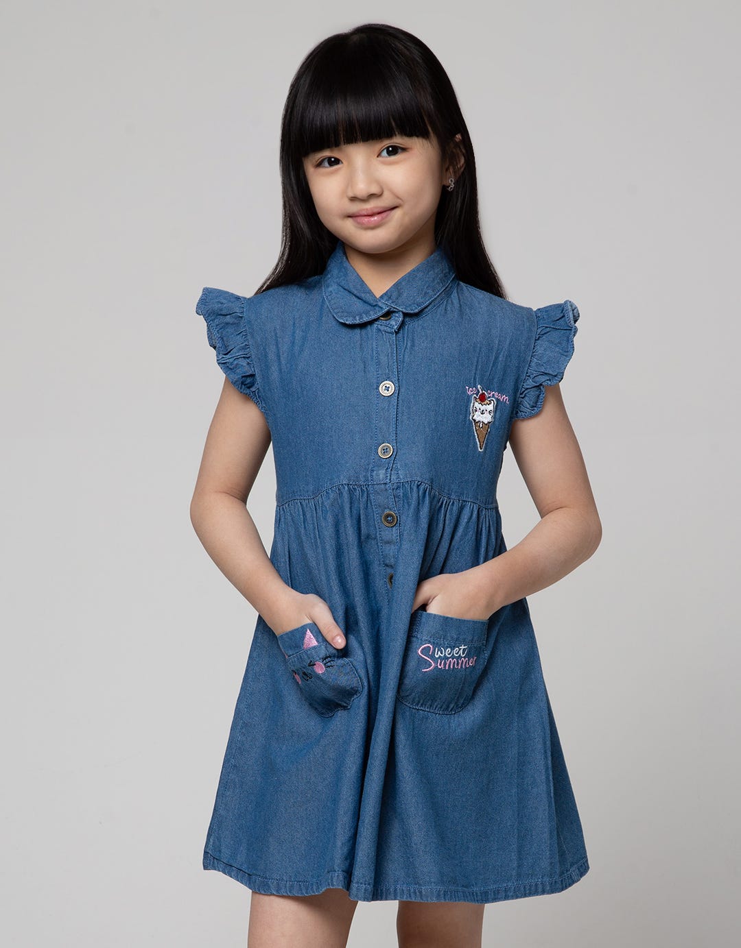Little M Denim Long Pants Jeggings Unicorn Rainbow