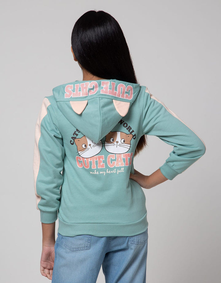 Aero Jacket Hoodie Flocking Cute Cat