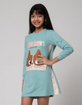 Aero Long Sleeve Midi Dress Cute Cat Pockets