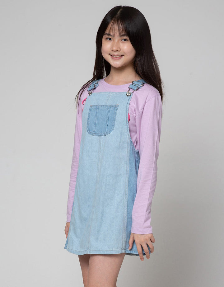 Aero Overall Denim Kombo Dress Anak Perempuan