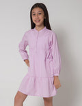 Aero Long Sleeve Midi Dress Woven Dobby Tangan Kerut