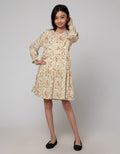 Aero Long Sleeve Midi Dress Rayon Print Daun