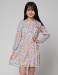 Aero Long Sleeve Midi Dress Rayon Print Bunga